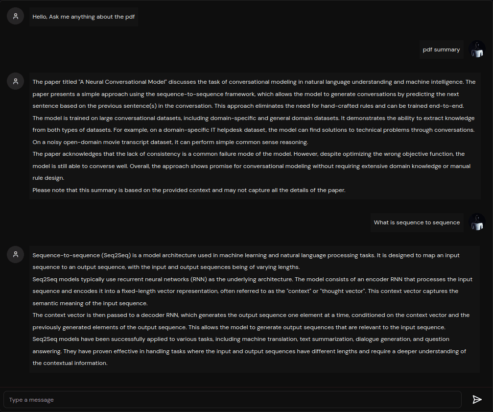 Falkore PDF chat interface