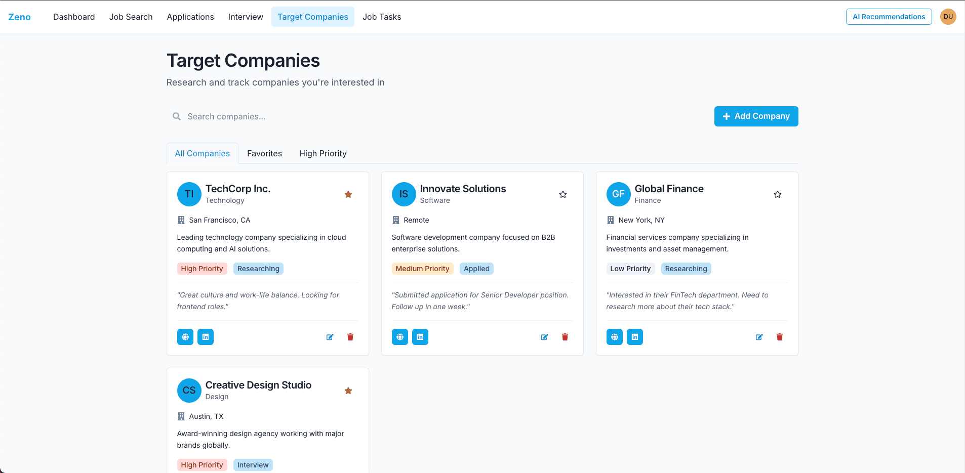 Zeno AI recommendation system